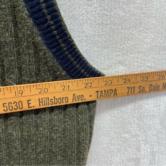 Vintage Structure Urban Wear Lambswool Wool Sweater Vest XL V Neck Blue/Green - Picture 6 of 7